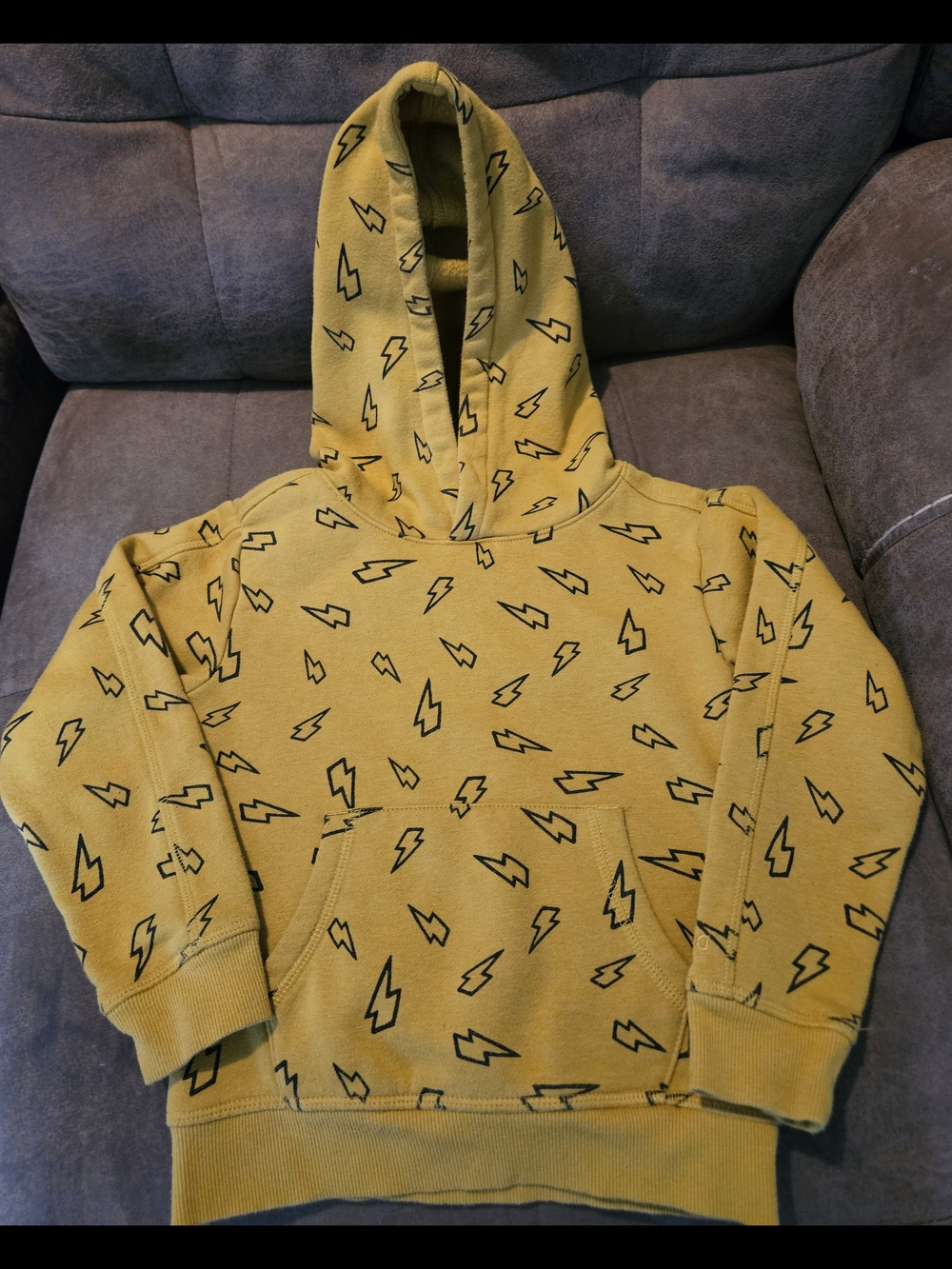 DSG Mustard Yellow Hoodie with Black Lightning Print Fleece 2XS